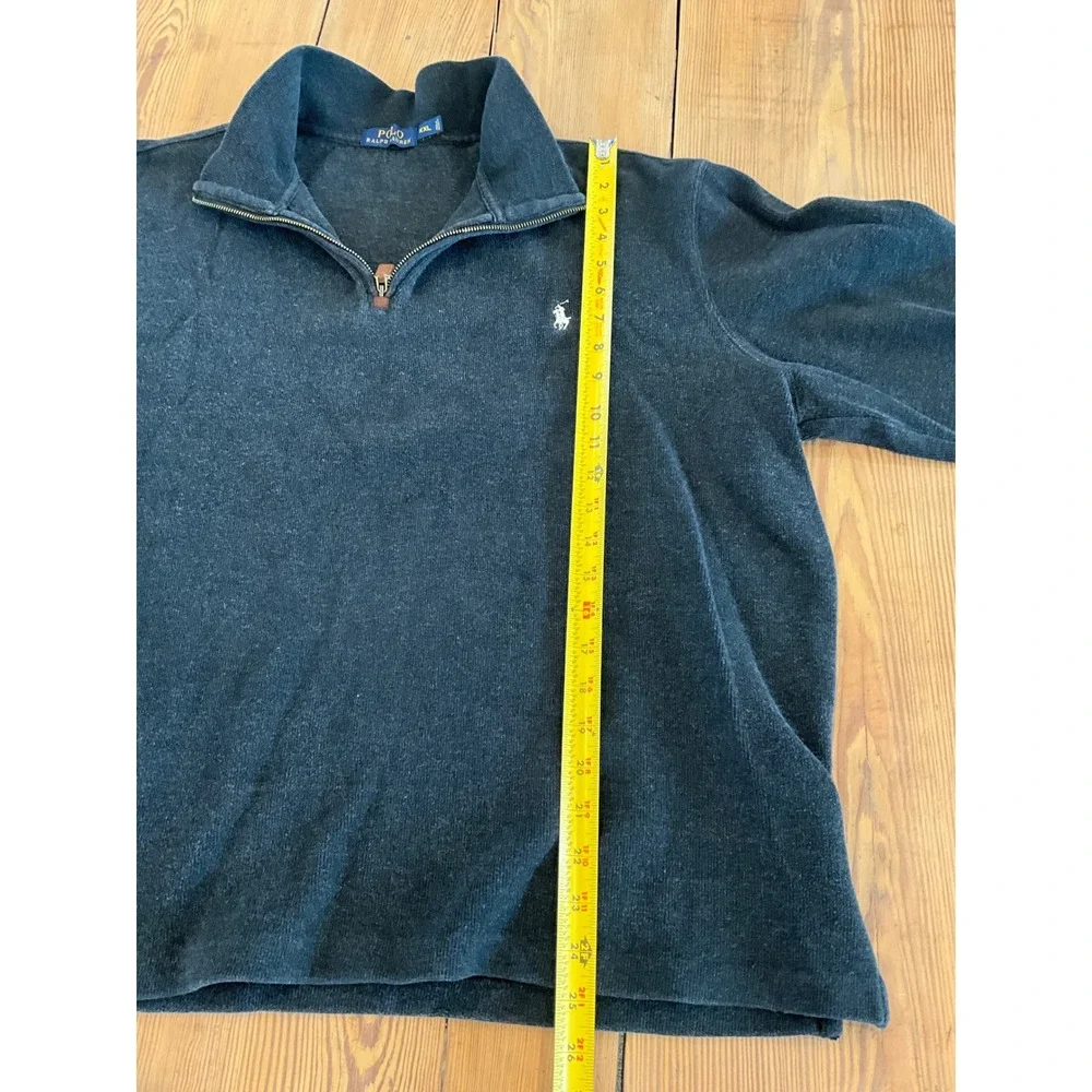 Polo Ralph Lauren Mens XXL Quarter Zip Pullover Sweater Charcoal Grey Heather